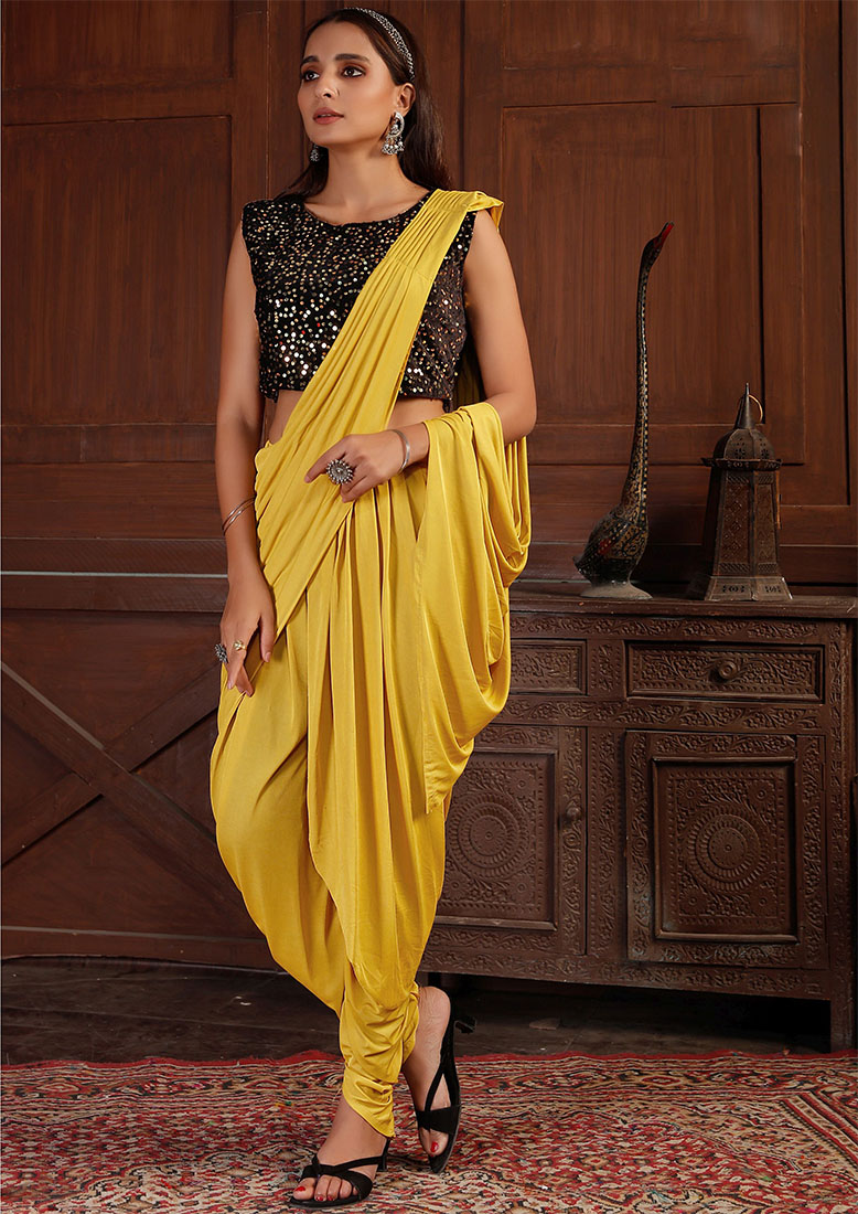 Georgette Silk Readymade Saree with Embroidery Work: Designed for Ladies