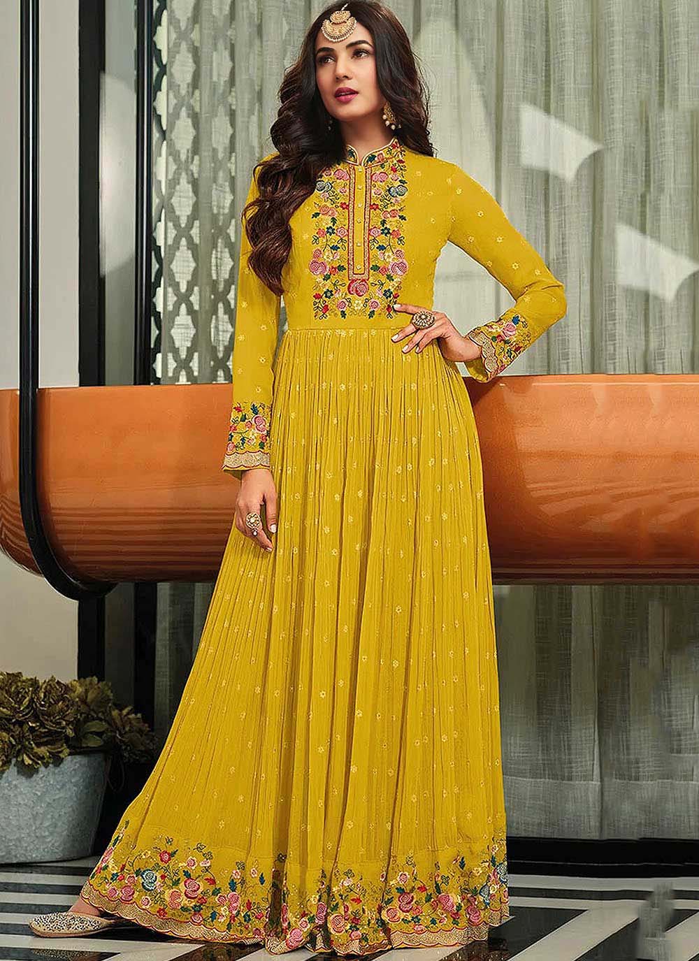 Modern Fawn Butterfly Net Attrective Anarkali Suit In Fine Colored Pair With Bottom And Dupatta With Fawn Satin