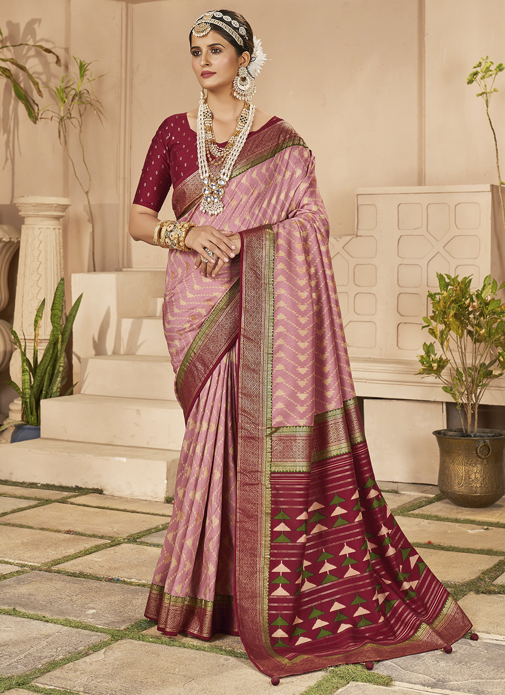 Chevron Beautified Saree- Anishka Creation
