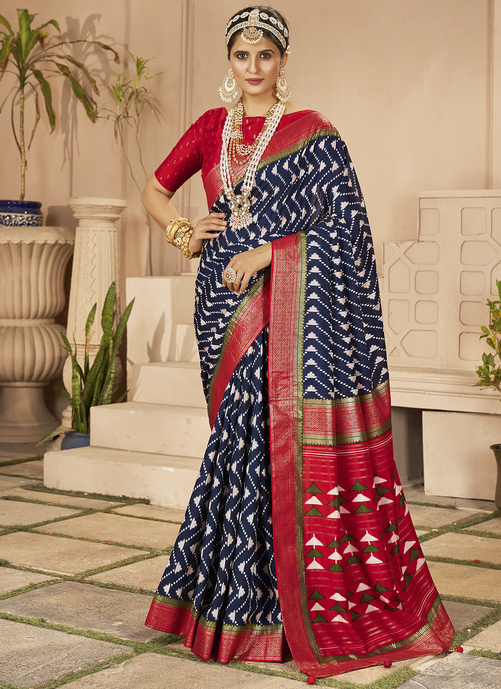 Chevron Beautified Saree- Anishka Creation