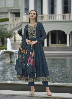 Attractive These Beautiful Looking Readymade Suits.These Top Are Vichitra Silk And Bottom Are Vichitra Silk And Dupatta Are Russion Silk Fabricated.Its Beautified With Jari,Sequance Embroidery Work With Digital Printed Dupatta.