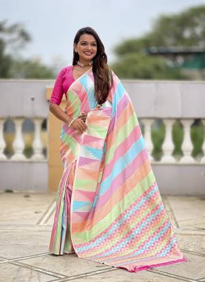 Garb These Party Wear Saree in Fine Colored.These Saree And Blouse is Fabricated On Soft Silk.Its Beautified With Multy Color Weaving Designer.