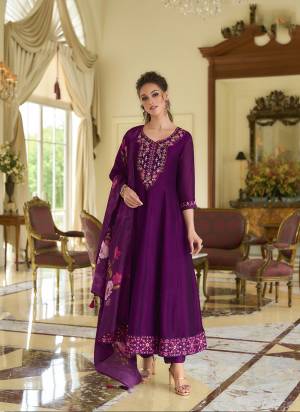 Garb These Beautiful Looking Readymade Suits.These Top Are Vichitra Silk And Bottom Are Vichitra Silk And Dupatta Are Russion Silk Fabricated.Its Beautified With Designer  Embroidery,Hand Work With Digital Printed Dupatta.
