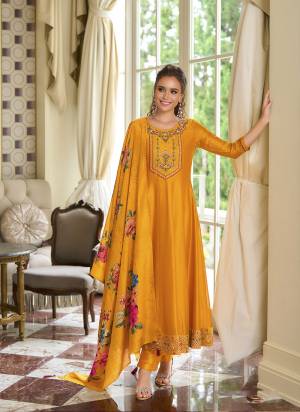 Garb These Beautiful Looking Readymade Suits.These Top Are Vichitra Silk And Bottom Are Vichitra Silk And Dupatta Are Russion Silk Fabricated.Its Beautified With Designer  Embroidery,Hand Work With Digital Printed Dupatta.