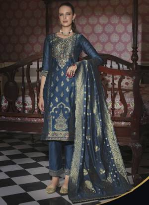 Garb These Beautiful Looking Readymade Suits.These Top Are Banarasi Silk And Bottom Are Soft Silk And Dupatta Are Banarasi Silk Fabricated.Its Beautified With Wevon Jacquard Designer,Hand Work.
