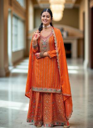 Attractive These Designer Plazzo Suit in Fine Colored Pair With Bottom And Dupatta.These Top Are Chinon And Bottom Are Fabricated On Chinon Pair With Chinon Dupatta.Its Beautified With Designer Sequance Embroidery Work.