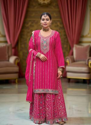 Attractive These Designer Plazzo Suit in Fine Colored Pair With Bottom And Dupatta.These Top Are Chinon And Bottom Are Fabricated On Chinon Pair With Chinon Dupatta.Its Beautified With Designer Sequance Embroidery Work.