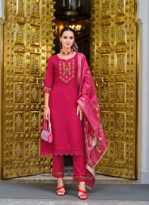 Attractive These Beautiful Looking Readymade Suits.These Top Are Viscose And Bottom Are Viscose And Dupatta Are Viscose Fabricated.Its Beautified With Designer Embroidery,Hand Work With Printed Dupatta.