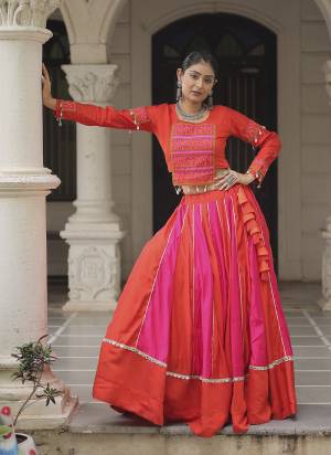 Looking These Beautiful Looking Navratri Wear Free Size Stitched Lahenga Choli.These Lahenga Are Roman Silk And Blouse is Fabricated On Roman Silk.Its Beautified With Designer Gamthi Thread Embroidery Work.