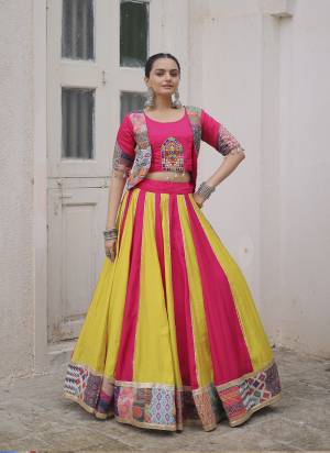 Looking These Beautiful Looking Navratri Wear Free Size Stitched Lahenga Choli.These Lahenga Are Roman Silk And Blouse is Fabricated On Roman Silk.Its Beautified With Designer Gamthi Thread Embroidery Work.