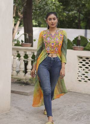Looking These Beautiful Navratri  Readymade Kurti.These Kurti is Fabricated On Faux Georgette.Its Beautified With Designer Bandhani Printed With Kutchi Gamthi Patch Work.