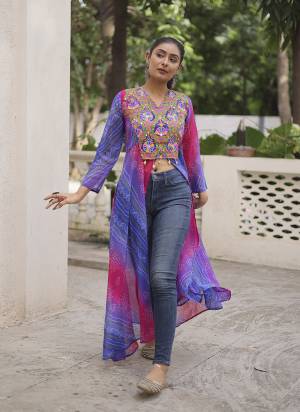 Looking These Beautiful Navratri  Readymade Kurti.These Kurti is Fabricated On Faux Georgette.Its Beautified With Designer Bandhani Printed With Kutchi Gamthi Patch Work.