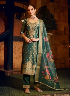 Attractive These Beautiful Looking Readymade Suits.These Top Are Shimmer Silk And Bottom Are Shimmer Silk And Dupatta Are Shimmer Silk Fabricated.Its Beautified With Wevon Jacquard Jari Designer,Hand Work With Digital Printed Dupatta.