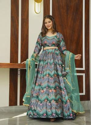 Attrective Looking These Beautiful Looking Readymade Crop Top Lahenga And Dupatta.These Top And Lahenga is Fabricated On Silk And Organza Dupatta.Its Beautified With Designer Digital Printed.