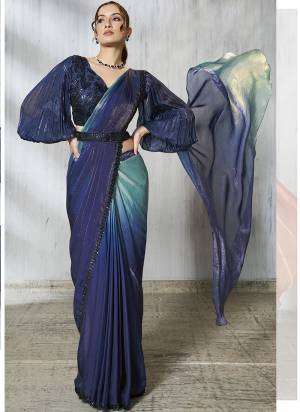 Look Attrective These Designer Party Wear Ready To Wear Saree With Blouse in Fine Colored.These Saree Are Two Tone Satin Silk And Blouse Organza Silk is Fabricated.Its Beautified Shaded Printed With Beads,Sequance Embroidery Work.