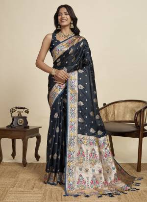 Looking This Party Wear Two Tone Saree Paired With Blouse.This Saree And Blouse Are Two Tone Satin Silk Fabric With Wevon Meenakari Designer. Buy This Pretty Saree Now.