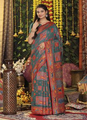 Garb These Fastive And Party Wear Saree in Fine Colored.These Saree And Blouse is Fabricated On Linen Cotton.Its Beautified With Heavy Woven Designer.