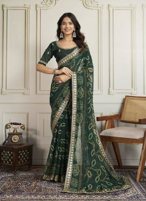 Attrective These Party Wear Saree in Fine Colored.These Saree Are Georgette And Blouse is Art Silk Fabricated.Its Beautified With Bandhani Printed With Embroidery Work Lace Border And Blouse.