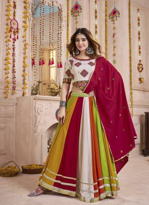 Looking These Navratri Special Lehenga Choli in Fine Colored.These Lehenga Are Viscose Cotton And Blouse Are Viscose Cotton And Dupatta Are Fabricated On Viscose Cotton.Its Beautified With Designer Multy Thread,Mirror Embroidery,Hand Work.