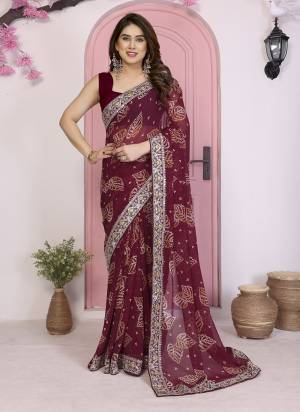 Garb These Party Wear Saree in Fine Colored.These Saree Are Georgette And Blouse is Art Silk Fabricated.Its Beautified With Bandhani Printed Designer With Embroidery Work Lace Border.