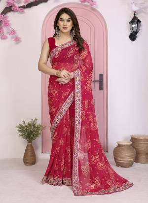 Garb These Party Wear Saree in Fine Colored.These Saree Are Georgette And Blouse is Art Silk Fabricated.Its Beautified With Bandhani Printed Designer With Embroidery Work Lace Border.