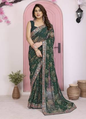 Garb These Party Wear Saree in Fine Colored.These Saree Are Georgette And Blouse is Art Silk Fabricated.Its Beautified With Bandhani Printed Designer With Embroidery Work Lace Border.
