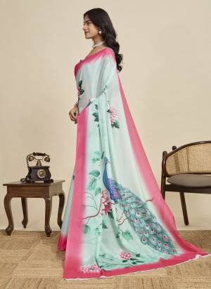 Looking This Party Wear  Saree Paired With Blouse.This Saree And Blouse Are Chinon Fabricated With Designer Printed. Buy This Pretty Saree Now.
