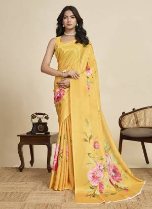 Looking This Party Wear  Saree Paired With Blouse.This Saree And Blouse Are Chinon Fabricated With Designer Printed. Buy This Pretty Saree Now.