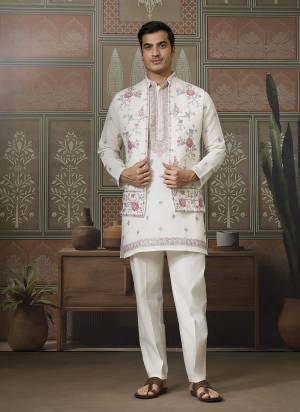 Attrective These Party Wear Readymade Kurta Payjama With Jacket Pair in Fine Colored.These Kurta Payjama And Jacket Are Viscose Silk Fabricated on Pair.Its Beautified With Designer Multy Thread,Sequance Embroidery Work.
