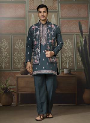 Attrective These Party Wear Readymade Kurta Payjama With Jacket Pair in Fine Colored.These Kurta Payjama And Jacket Are Viscose Silk Fabricated on Pair.Its Beautified With Designer Multy Thread,Sequance Embroidery Work.