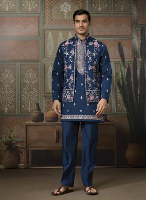 Attrective These Party Wear Readymade Kurta Payjama With Jacket Pair in Fine Colored.These Kurta Payjama And Jacket Are Viscose Silk Fabricated on Pair.Its Beautified With Designer Multy Thread,Sequance Embroidery Work.