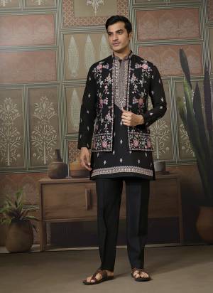 Attrective These Party Wear Readymade Kurta Payjama With Jacket Pair in Fine Colored.These Kurta Payjama And Jacket Are Viscose Silk Fabricated on Pair.Its Beautified With Designer Multy Thread,Sequance Embroidery Work.