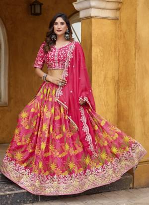 For A Designer Look,Grab These Lehenga Choli in Fine Colored.These Lehenga And Dupatta Are Fabricated On Taby Silk Pair With Art Silk Blouse.Its Beautified With Designer Printed With Embroidery Work.
