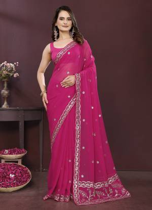 Attrective These Party Wear Saree in Fine Colored.These Saree Are Georgette And Blouse is Art Silk Fabricated.Its Beautified With Designer Jari Embroidery Work.