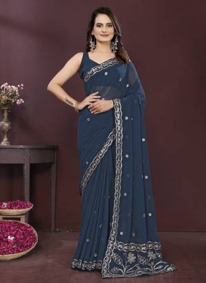 Attrective These Party Wear Saree in Fine Colored.These Saree Are Georgette And Blouse is Art Silk Fabricated.Its Beautified With Designer Jari Embroidery Work.