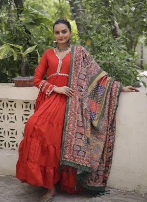 Garb These Beautiful Party Wear Readymade Long Gown With Dupatta.These Gown is Fabricated On Roman Silk And Muslin Crochet Dupatta.Its Beautified With Mirror Lace Work And Printed Dupatt.