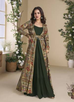 Attractive These Party Wear Free Size Stitched Gown With Shrug in Fine Colored.These  Gown And Shrug Are Georgette Fabriced Pair.Its Beautified With Designer Printed,Embroidery Work.