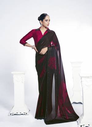 Look Attractive These Designer Party Wear Saree in Fine Colored.These Saree Are Two Tone Satin Silk And Blouse Satin Silk is Fabricated.Its Beautified Beads Embroidery Work Desiger With Digital Printed.