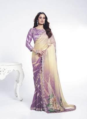 Look Attractive These Designer Party Wear Saree in Fine Colored.These Saree Are Two Tone Satin Silk And Blouse Satin Silk is Fabricated.Its Beautified Sequance Embroidery With Stone Hand  Work Desiger With Digital Printed.