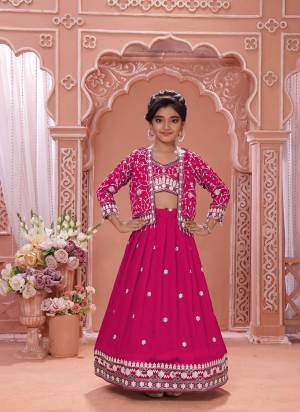 For A Designer Look,Grab These Kidswear Readymade Lehenga Choli Wih Koti in Fine Colored.These Lehenga And Choli Are Fabricated On Soft Silk Pair With Soft Silk Koti.Its Beautified With Designer Thread,Sequance Embroidery Work.