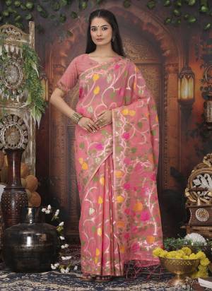 Attractive These Fastive And Party Wear Saree in Fine Colored.These Saree And Blouse is Fabricated On Linen Cotton.Its Beautified With Heavy Woven Multy Thread Designer.