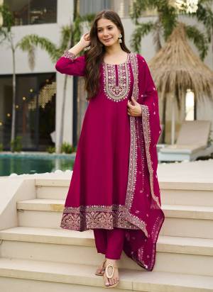 Garb These Readymade Suit in Fine Colored Pair With Bottom And Dupatta.These Top And Bottom Are Fabricated On C P Vichitra Pair With C P Vichitra Dupatta.Its Beautified With Designer Embroidery Work.