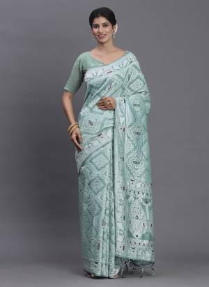 Attractive These Fastive And Party Wear Saree in Fine Colored.These Saree And Blouse is Fabricated On Linen Cotton.Its Beautified With Heavy Weaving Havey Designer.