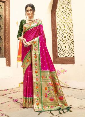 Garb These Fastive And Party Wear Saree in Fine Colored.These Saree And Blouse is Fabricated On Silk Blend.Its Beautified With Heavy Weaving Havey Designer.