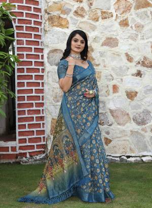 Look These Fastive Saree in Fine Colored.These Saree Are Cotton Shimmer And Blouse is Fabricated On Cotton Shimmer Pair.Its Beautified With Wevon Jari Border With Designer Printed.