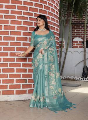 Look These Fastive Saree in Fine Colored.These Saree Are Cotton Shimmer And Blouse is Fabricated On Cotton Shimmer Pair.Its Beautified With Wevon Jari Border With Designer Printed.