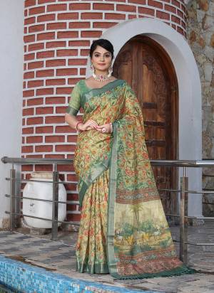 Look These Fastive Saree in Fine Colored.These Saree Are Cotton Shimmer And Blouse is Fabricated On Cotton Shimmer Pair.Its Beautified With Wevon Jari Border With Designer Printed.