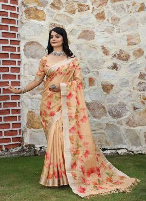 Look These Fastive Saree in Fine Colored.These Saree Are Cotton Shimmer And Blouse is Fabricated On Cotton Shimmer Pair.Its Beautified With Wevon Jari Border With Designer Printed.