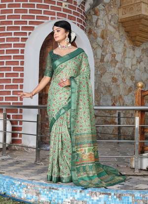 Look These Fastive Saree in Fine Colored.These Saree Are Cotton Shimmer And Blouse is Fabricated On Cotton Shimmer Pair.Its Beautified With Wevon Jari Border With Designer Printed.