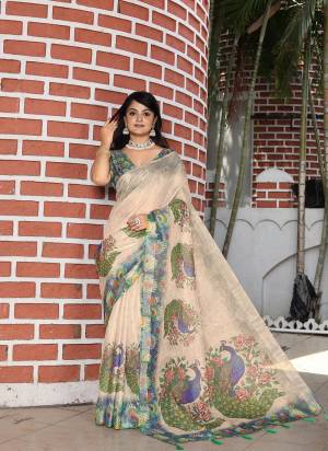 Look These Fastive Saree in Fine Colored.These Saree Are Cotton Shimmer And Blouse is Fabricated On Cotton Shimmer Pair.Its Beautified With Wevon Jari Border With Designer Printed.